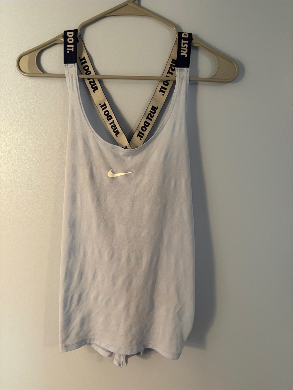 Nike Light Blue Racerback Tank with 'Just Do It' Strap Detail